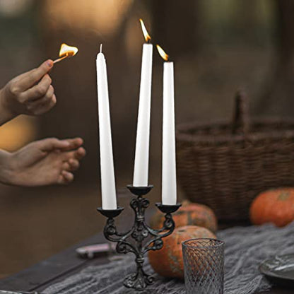 Dripless Taper Candles - Unscented White Candles Bulk - Candle Sticks Long Burning 7.5-8 Hours - for Candlesticks, Dinner Table, Vigil, Advent, Christmas, Thanksgiving, Kwanzaa - 12 Pack,10 Inch Tall - color: 10"12pcs-White