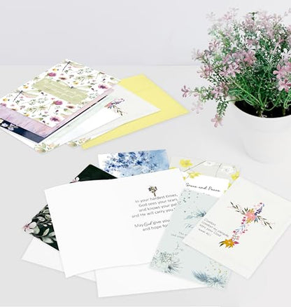Nihuecne 24 Pack Floral Religious Sympathy Cards with Envelopes, 24 Designs