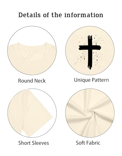 Christian Shirts for Women Religious Faith Shirt Jesus Cross Casual Tops - color: Apricot-a, size: Large