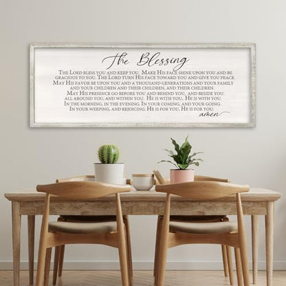 RLWangChao The Blessing Wall Art, 32x12 Inch, White - color: The Lord Bless You And Keep You (White), size: 32"L x 12"W