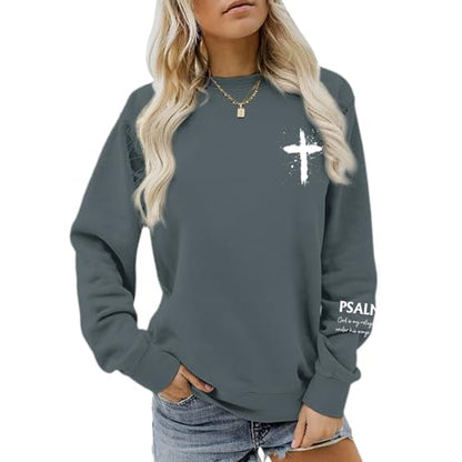 Women Christian Sweatshirt Psalms 91 Jesus Hoodie Religious Faith God Shirt Bible Verse Inspirational Pullover Tops - color: Deep Gray, size: XX-Large