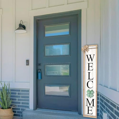 TQianJiang Interchangeable Welcome Sign Front Porch Standing 45"X9" Wood - color: Interchangeable Welcome (Wood White)