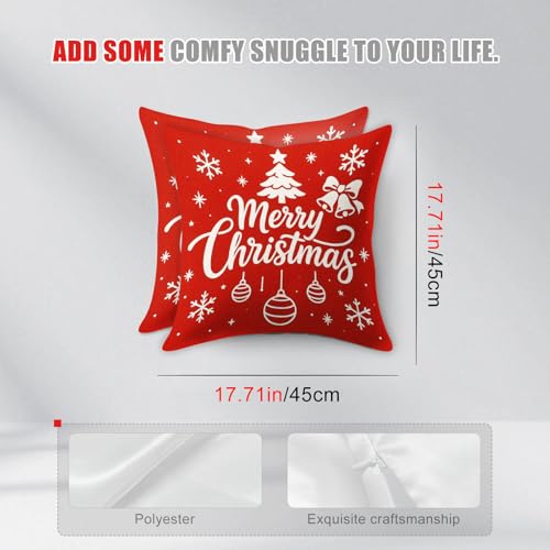 HOMETITUTE Set of 2 Merry Christmas Throw Pillow Covers 18x18 Inch - color: Christmas Throw Pillow Covers #05