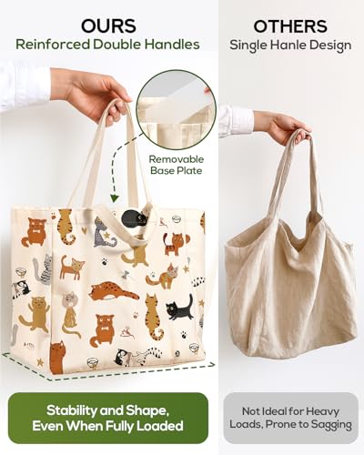 Miss Adola Cute Extra Large Canvas Grocery Tote Bag - color: Cats