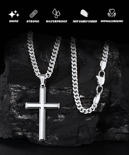 925 Sterling Silver or 18k Plated Gold Cross Necklace for Men Women - color: Silver Cross Pendant - Small