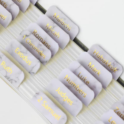 Mr. Pen- Laminated Bible Tabs, 75 pcs, Easy-to-Read & Apply - color: Marble Design