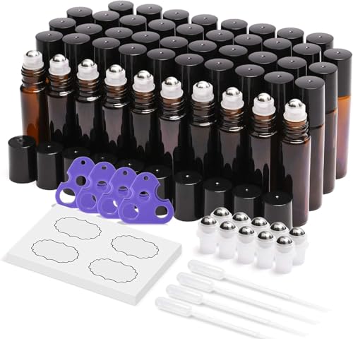 ULG Essential Oil Roller Bottles 10ml, 48-Pack - color: Amber, size: 48-Pack