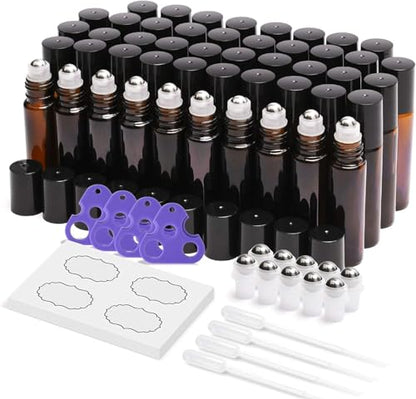 ULG Essential Oil Roller Bottles 10ml, 48-Pack - color: Amber, size: 48-Pack