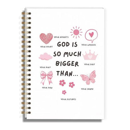 Christian Notebook for Women Girls, Inspirational Bible Journal for School Office Supplies, Aesthetic Pink Spiral Notebook for Note Taking - 5.5x8.3 - A12 - style: Christian Emotion