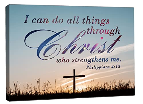 ”I can do all things through christ who strengthens me philippians 4:13. Christian Jesus Canvas Wall Art, Wall Inspirational Quotes Framed Artwork for Church Living Room Bedroom,11"*15"(29x38cm) - color: Bible5