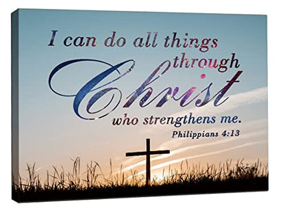 ”I can do all things through christ who strengthens me philippians 4:13. Christian Jesus Canvas Wall Art, Wall Inspirational Quotes Framed Artwork for Church Living Room Bedroom,11"*15"(29x38cm) - color: Bible5