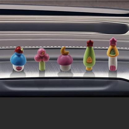 Craedli 5PCS Mini Resin House Car Dashboard Decorations, Mushroom Ornaments - size: 5PCS