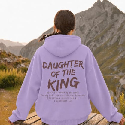 Daughter Of The King Hoodie For Women Christian Religious Hoodies Jesus Bible Verse Inspirational Hooded Sweatshirts - color: Purple, size: X-Large