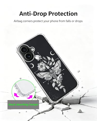 Witchy Moth Flowers Case Compatible with iPhone 17, Dark Mystic Gothic Case for iPhone 17 - color: Witchy Moth