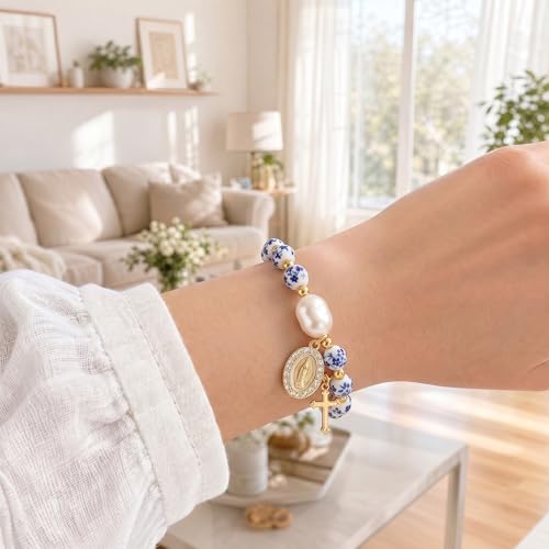 Holy Water Bracelet for Women,Religious Christian FaithJewelry - color: Blue
