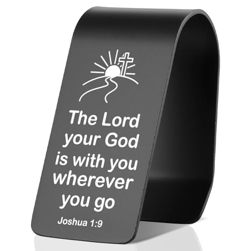 YODOCAMP Joshua 1:9 Car Visor Clip, The Lord Your God is with You Wherever You Go Engraved Reminder, Christian Drive Safe Gift for Women Men, Religious Car Accessory TZC193 - color: Black-C193