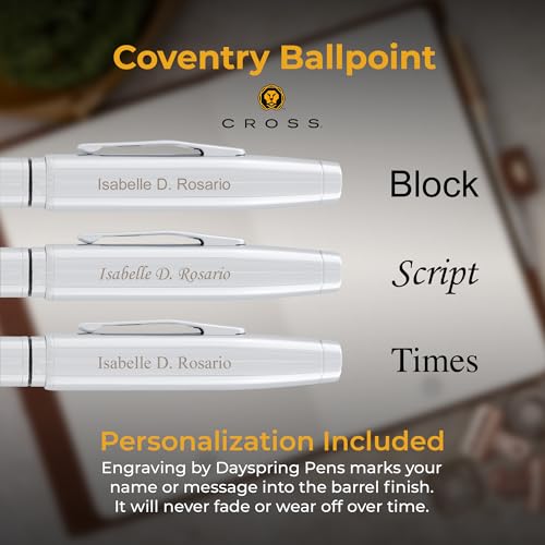 Cross Coventry Personalized Ballpoint Pen in Polished Chrome - color: Lustrous Chrome