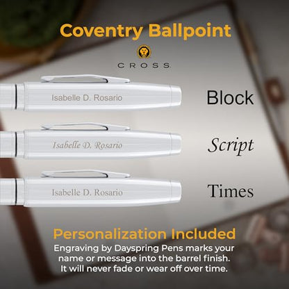 Cross Coventry Personalized Ballpoint Pen in Polished Chrome - color: Lustrous Chrome