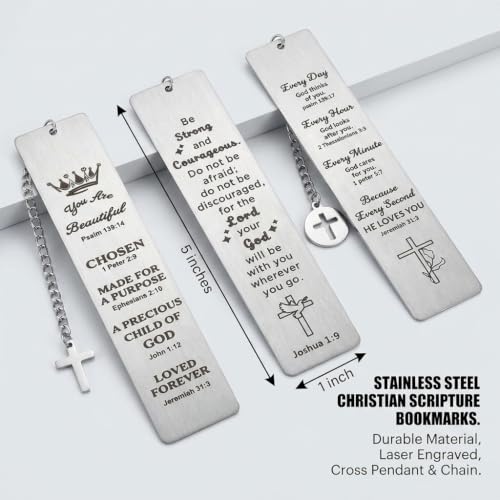3PCS Bible Metal Bookmarks for Christian, First Communion & Religious Gift