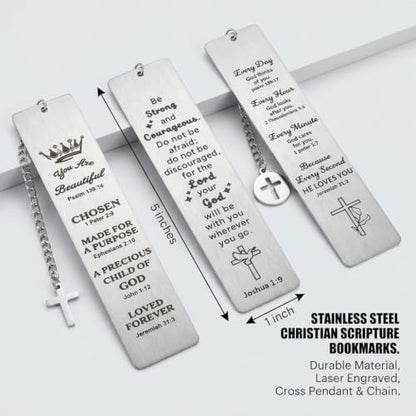 3PCS Bible Metal Bookmarks for Christian, First Communion & Religious Gift