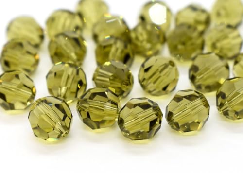 100pcs Adabele Austrian 4mm (0.16 Inch) Small Faceted Round Crystal Beads Khaki Green Compatible with Swarovski Crystals Preciosa - color: Khaki Green, size: 4mm Small (100pcs)