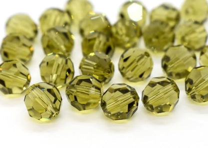 100pcs Adabele Austrian 4mm (0.16 Inch) Small Faceted Round Crystal Beads Khaki Green Compatible with Swarovski Crystals Preciosa - color: Khaki Green, size: 4mm Small (100pcs)