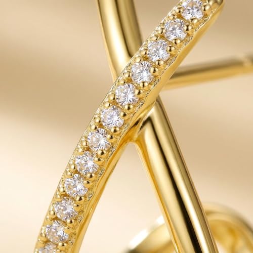 Dainty CZ Stud Hoop Earrings for Women, 14K Gold Plated Hypoallergenic Jewelry, Fashion Daily Wear Accessory, Birthday Gifts for Women - color: Gold