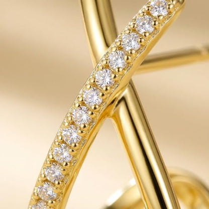 Dainty CZ Stud Hoop Earrings for Women, 14K Gold Plated Hypoallergenic Jewelry, Fashion Daily Wear Accessory, Birthday Gifts for Women - color: Gold