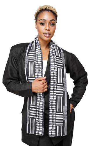 Dupsie's Kente African Print Stole – Made in Africa Black History Month Sash for Church, Choir, School & Cultural Events - color: Black