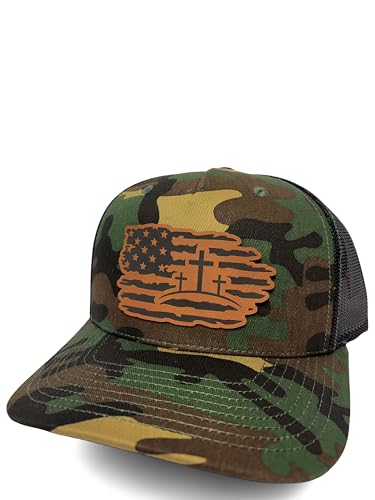 Christian Jesus Cross Hat for Men and Women – God Religious Faith Baseball Cap Trucker Snapback Hat - color: Camo