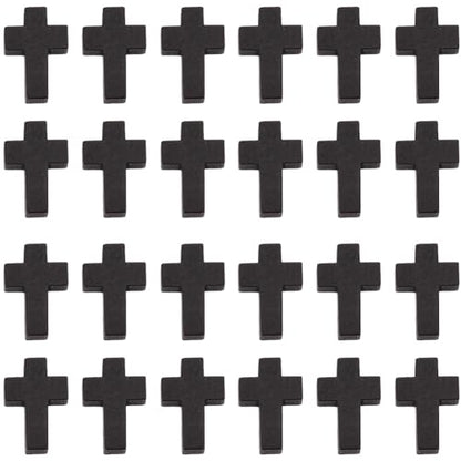SUNNYCLUE 100Pcs Cross Charms Bulk Wood Cross Beads Black Wooden Cross Charm Bead Mini Small 15x22mm Rosary Pocket Crosses Easter Holiday Crucifix Charms for Jewelry Making Charms DIY Crafts Supplies - color: 100Pcs Black 22x15mm