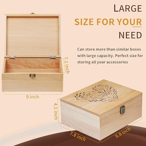 EXISTING Memory Box for Keepsakes, Heart Wooden Box with Hinge Lid - color: Beige
