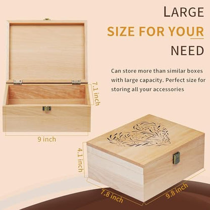 EXISTING Memory Box for Keepsakes, Heart Wooden Box with Hinge Lid - color: Beige