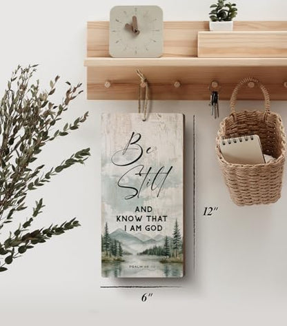 YZEXEZY Be Still and Know That I Am God Wood Sign12"x6" Psalm 46:10 Religious Christian Wall Art Gifts - style: Be Still