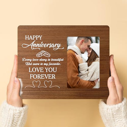 Engagement Gifts for Couples Picture Frame, Wedding Photo Frames, The Beginning of Always Wooden Picture Frames, 4x6 inch Photo - color: Yellow