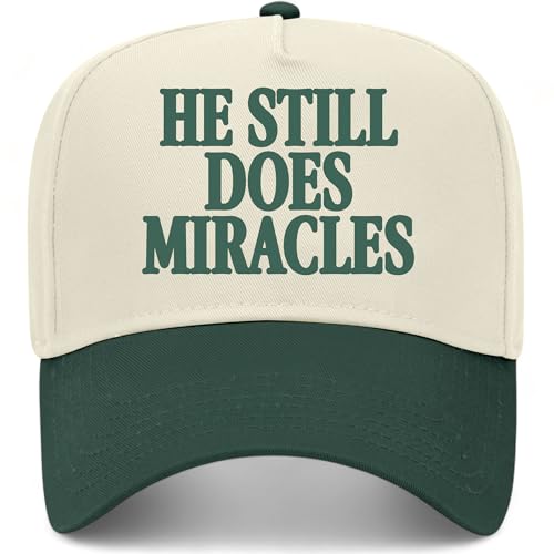He Still Does Miracles Vintage Trucker Hat | God Jesus | Premium Adjustable Christian Snapback Baseball Hat for Men & Women - color: Green/Natural