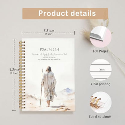 Bible Notebook for Note Taking,Psalm 23:4 Christian Notebook - color: Psalm 23:4