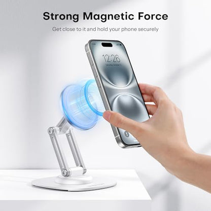 OMOTON MS04 [360° Rotating] Adjustable Magnetic Phone Stand for Desk, White - color: White