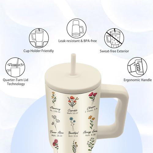 24oz Aesthetic Christian Tumbler with Handle & Straw, Gifts for Women - color: YouAre1