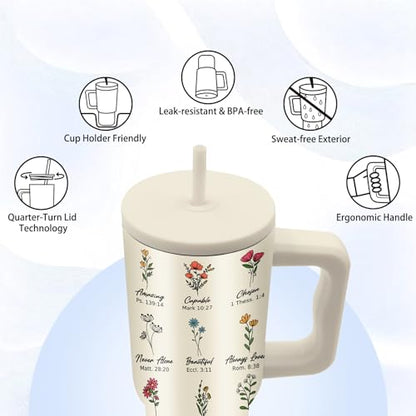 24oz Aesthetic Christian Tumbler with Handle & Straw, Gifts for Women - color: YouAre1
