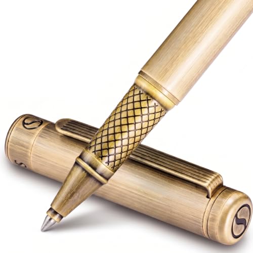 Scriveiner Bronze Rollerball Pen - Stunning Luxury Pen, Schmidt Ink Refill, Best Roller Ball Gift Set for Men & Women, Professional, Executive Office, Nice Pens - color: 23. Bronze