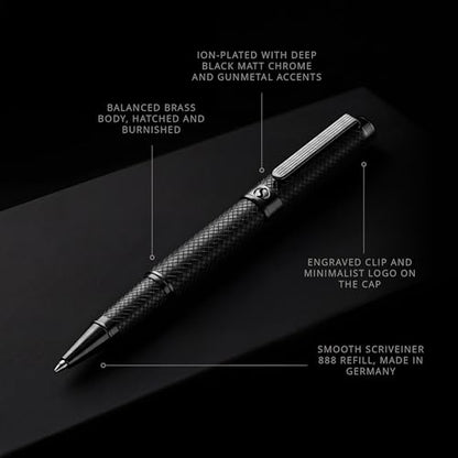 Scriveiner All Black Rollerball Pen - Stunning Luxury All Metal Matt Black Pen, Schmidt Ink Refill, Best Roller Ball Gift Set for Men & Women, Professional, Executive Office, Nice Pens - color: 9. All Black