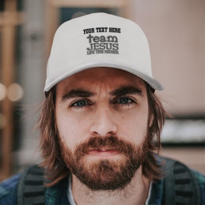 Custom Baseball Cap Team Jesus Life Time Member Christian God - color: Navy Personalized Text Here
