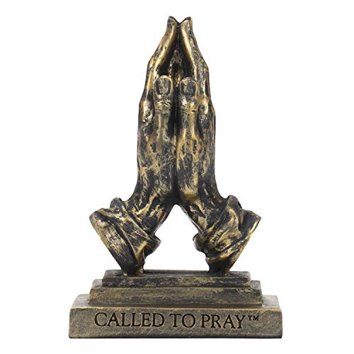 Dicksons Called to Pray Praying Hands 5 x 3.25 Antique Bronzetone Resin Stone Table Figurine - style: Called To Pray Praying Hands