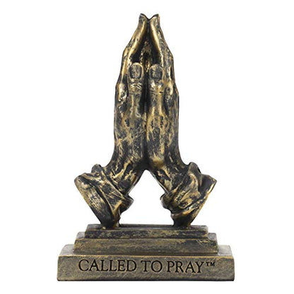 Dicksons Called to Pray Praying Hands 5 x 3.25 Antique Bronzetone Resin Stone Table Figurine - style: Called To Pray Praying Hands
