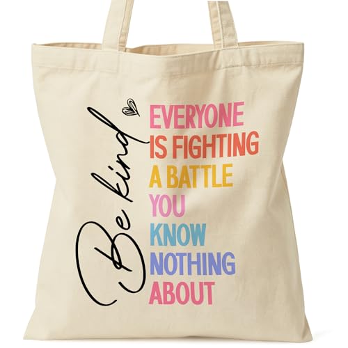 Motivation Canvas Tote Bag for Women Shopping Work Travel with Inner Pocket - color: Beige 04
