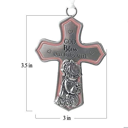 elskandi Crib Cross God Bless This Baby Girl Wall Art for Nursery