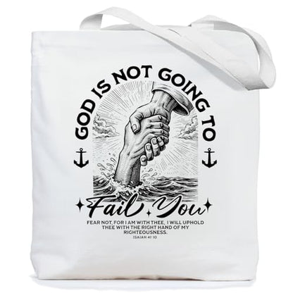 Chicimln Christian Goose Tote Bag, off to Praise the Lord Bible Verse Canvas Tote Bags - color: White 11
