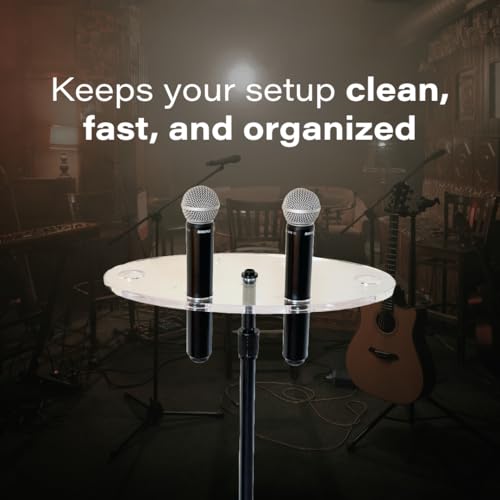 Multi Mic Holder – Holds 6 Mics | Clear Acrylic Mic Stand Organizer for DJ, Church, Stage & Studio | Fits Standard Mic Stands | Supply Goose | Wireless Mic Holder - style: Oval