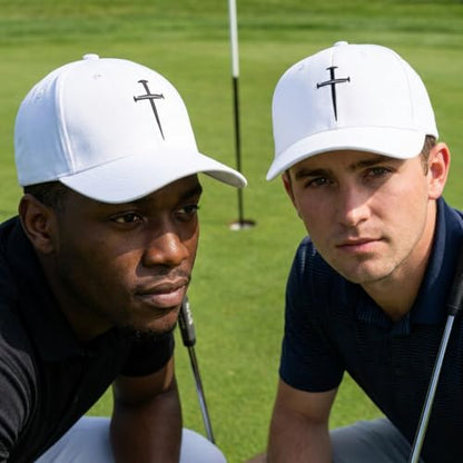 Three Nails Cross Christian Hats, Embroidered Baseball Caps for Adults - color: White